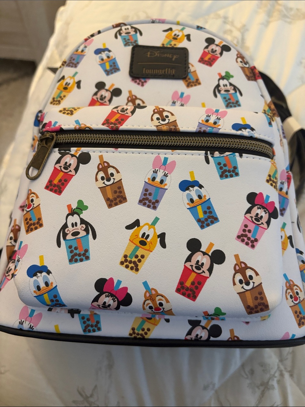 Loungefly White Disney Character Bubble Tea Mini Backpack
